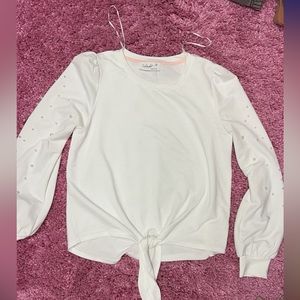 White Long sleeve pearl blouse